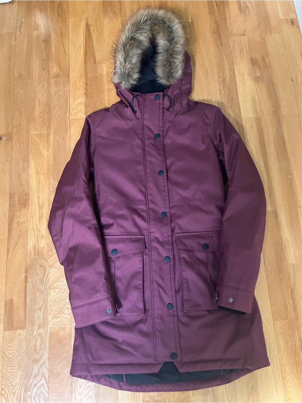 Ripzone Women's Purple Hooded Parka Coat with Faux-Fur Trim